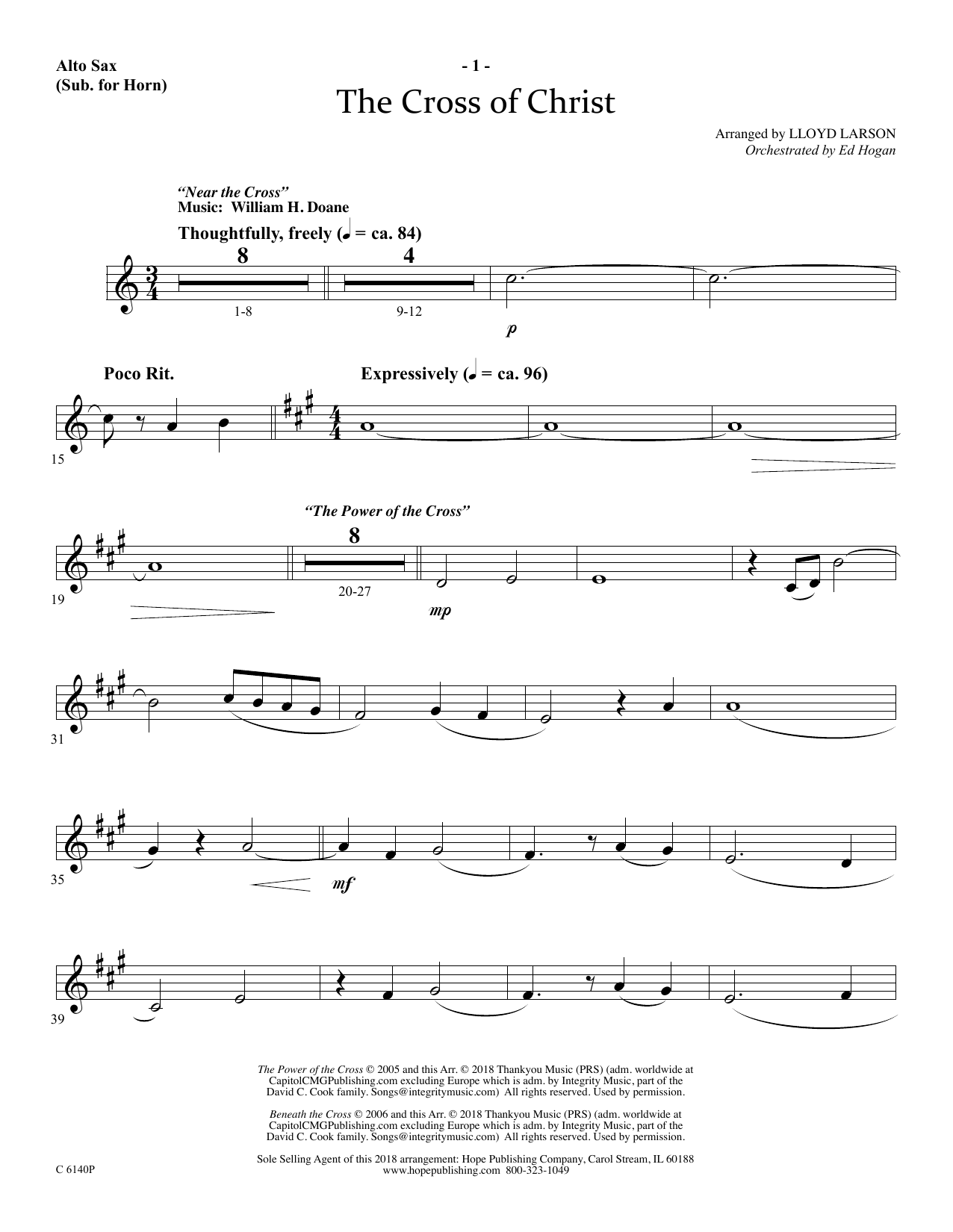 Ed Hogan The Cross Of Christ - Alto Sax (Horn sub.) Sheet Music Notes & Chords for Choir Instrumental Pak - Download or Print PDF