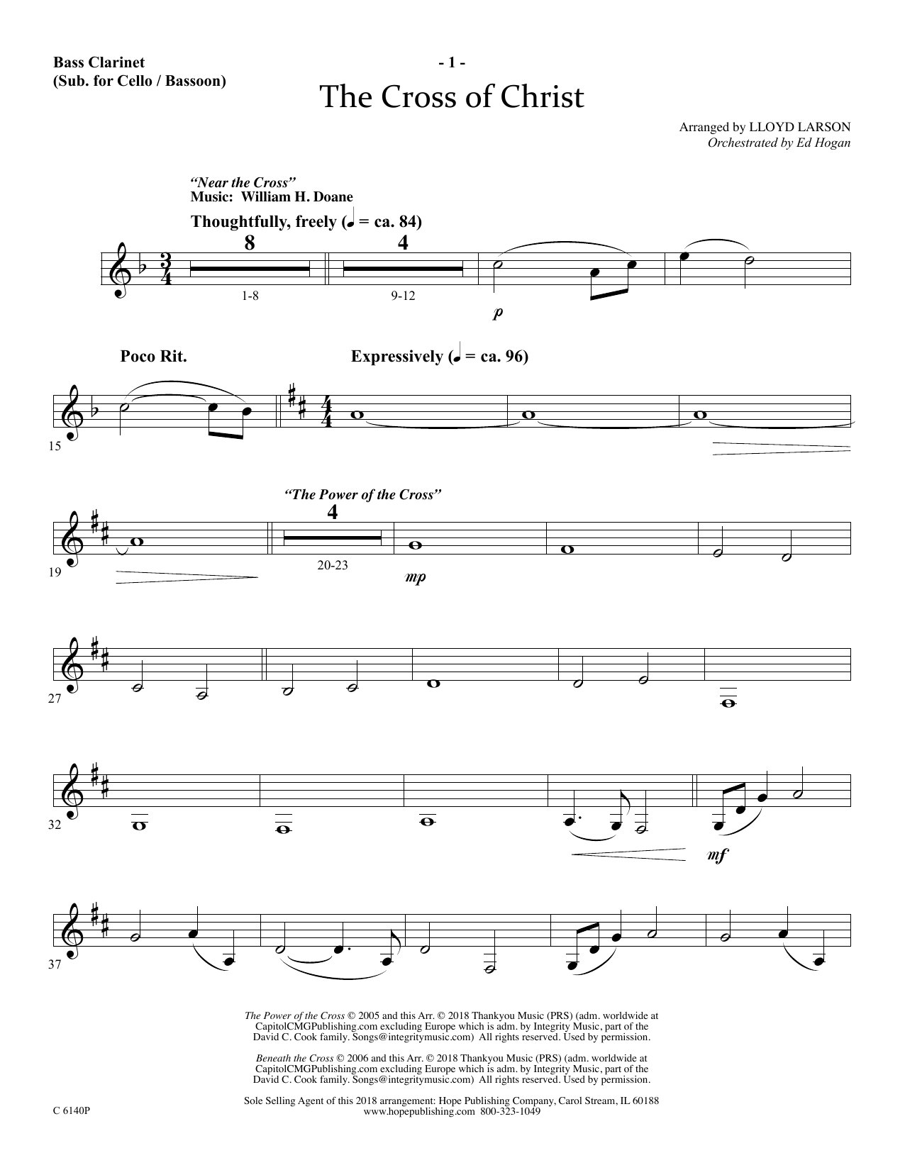 Ed Hogan The Cross Of Christ - Bass Clarinet (sub. Cello/Bsn) Sheet Music Notes & Chords for Choir Instrumental Pak - Download or Print PDF