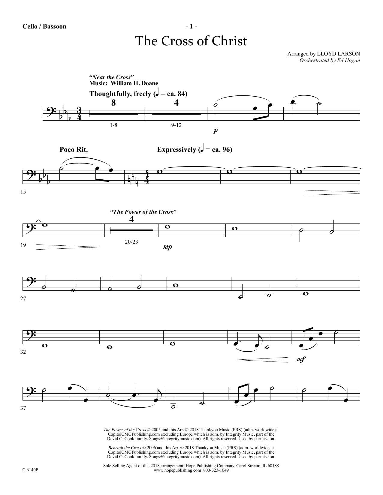 Ed Hogan The Cross Of Christ - Cello/Bassoon Sheet Music Notes & Chords for Choir Instrumental Pak - Download or Print PDF