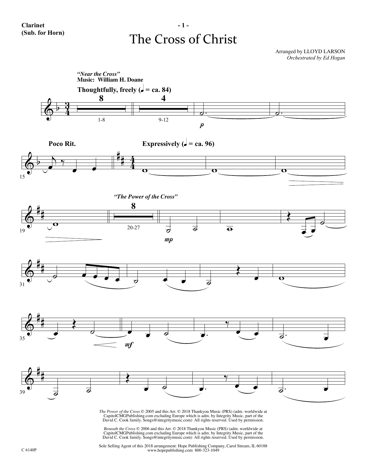 Ed Hogan The Cross Of Christ - Clarinet (sub. Horn) Sheet Music Notes & Chords for Choir Instrumental Pak - Download or Print PDF