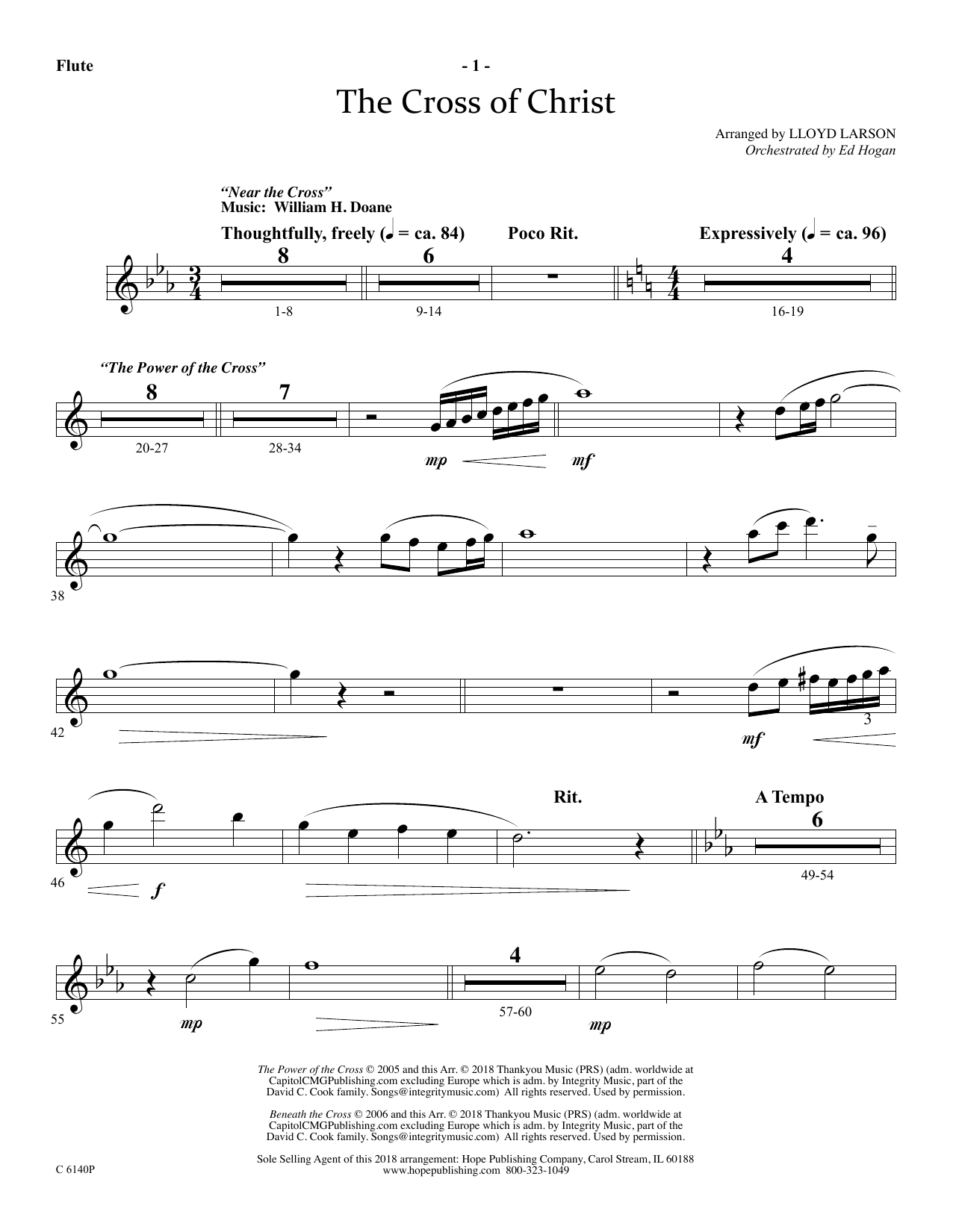 Ed Hogan The Cross Of Christ - Flute Sheet Music Notes & Chords for Choir Instrumental Pak - Download or Print PDF