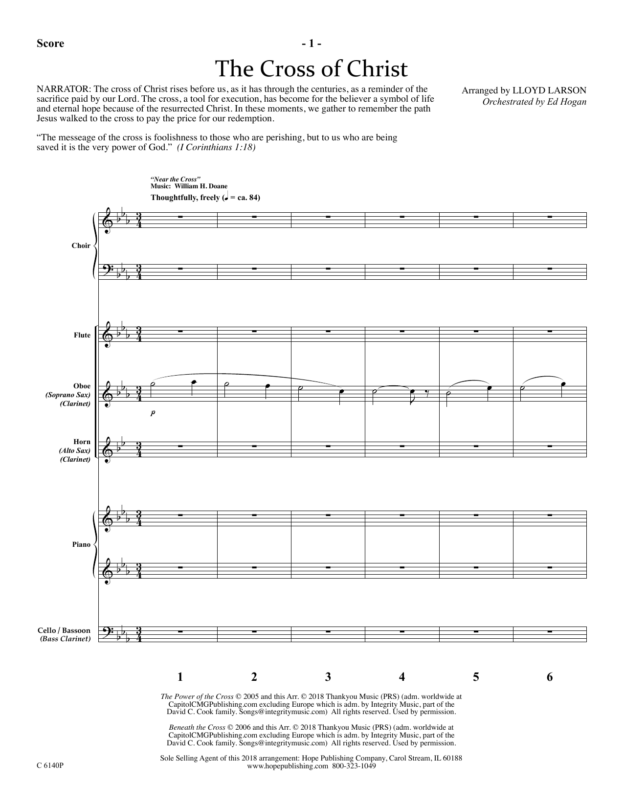 Ed Hogan The Cross Of Christ - Full Score Sheet Music Notes & Chords for Choir Instrumental Pak - Download or Print PDF