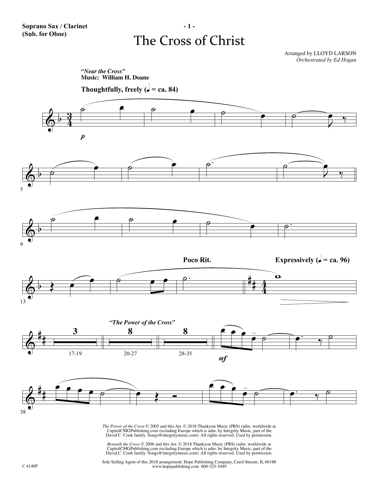 Ed Hogan The Cross Of Christ - Soprano Sax/Clarinet(sub oboe) Sheet Music Notes & Chords for Choir Instrumental Pak - Download or Print PDF