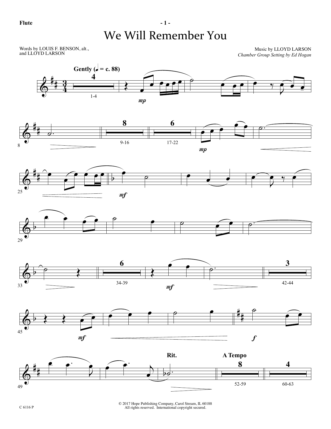 Ed Hogan We Will Remember You - Flute Sheet Music Notes & Chords for Choir Instrumental Pak - Download or Print PDF