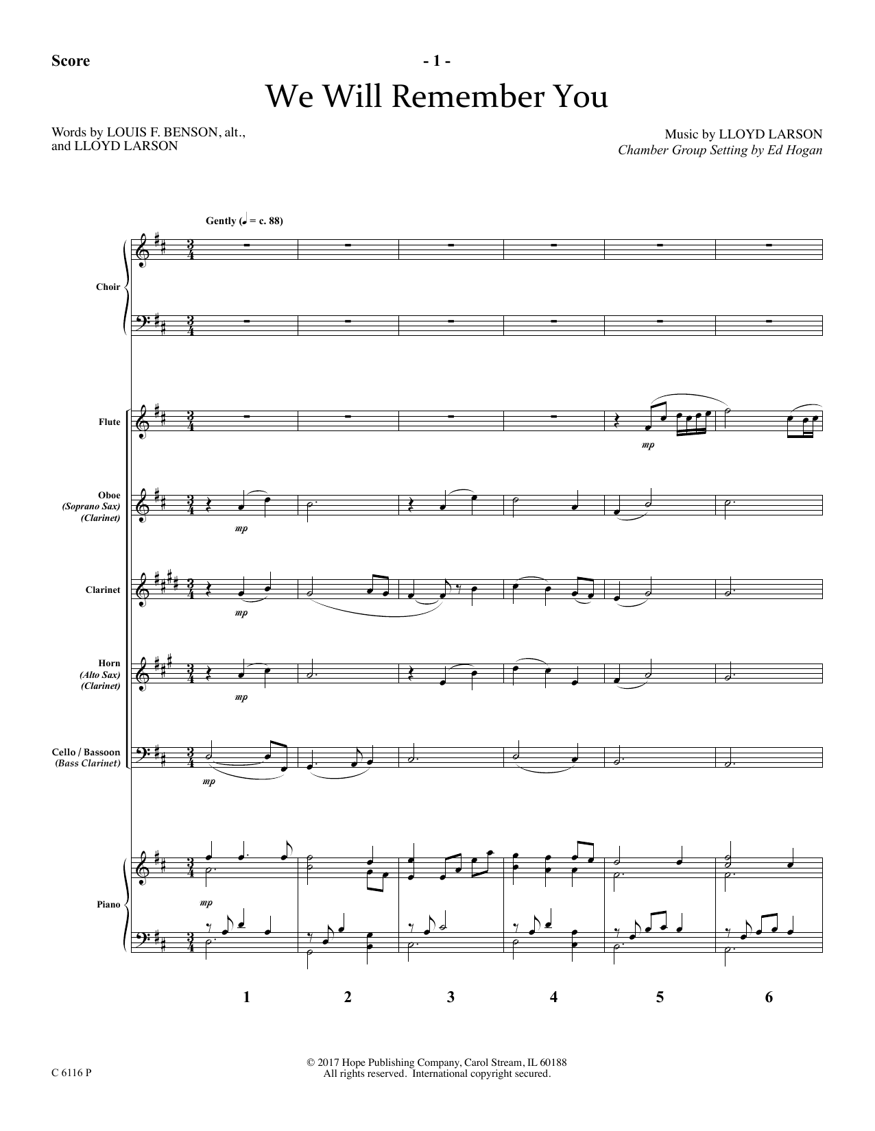 Ed Hogan We Will Remember You - Full Score Sheet Music Notes & Chords for Choir Instrumental Pak - Download or Print PDF