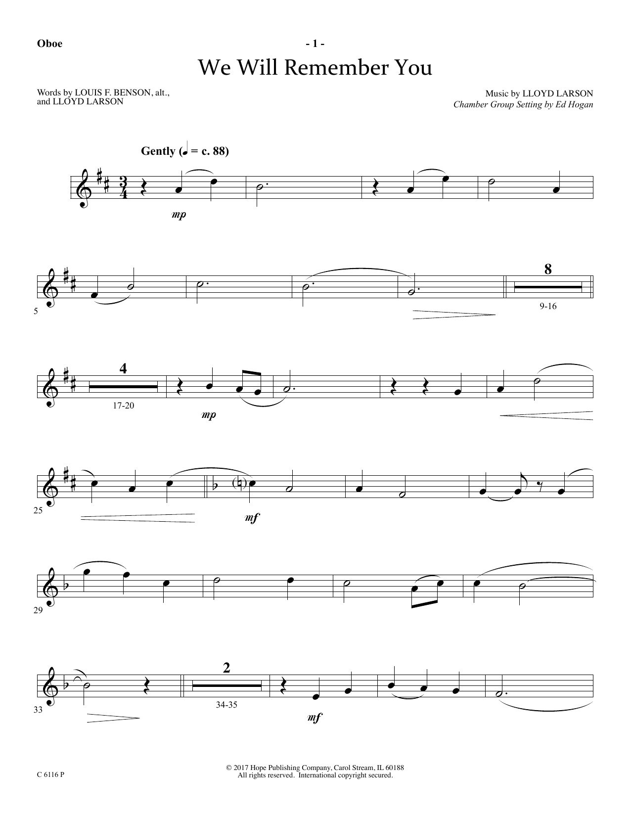 Ed Hogan We Will Remember You - Oboe Sheet Music Notes & Chords for Choir Instrumental Pak - Download or Print PDF