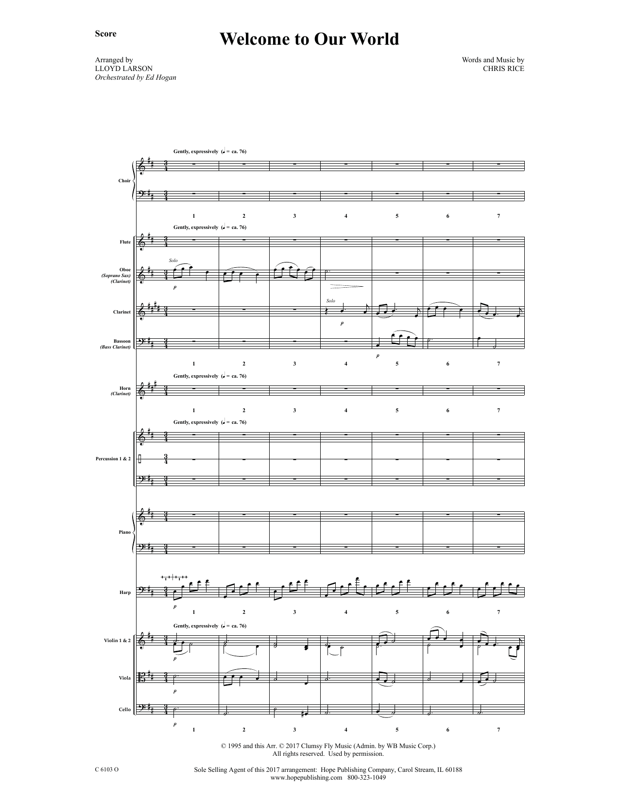 Ed Hogan Welcome to Our World - Full Score Sheet Music Notes & Chords for Choir Instrumental Pak - Download or Print PDF