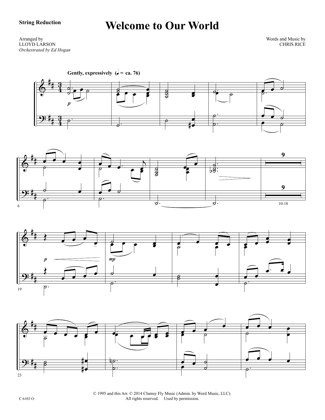 Ed Hogan Welcome to Our World - Keyboard String Reduction Sheet Music Notes & Chords for Choir Instrumental Pak - Download or Print PDF