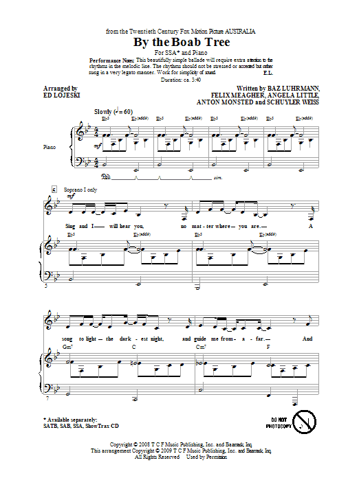 Ophelia Of The Spirits By The Boab Tree (arr. Ed Lojeski) Sheet Music Notes & Chords for SSA - Download or Print PDF