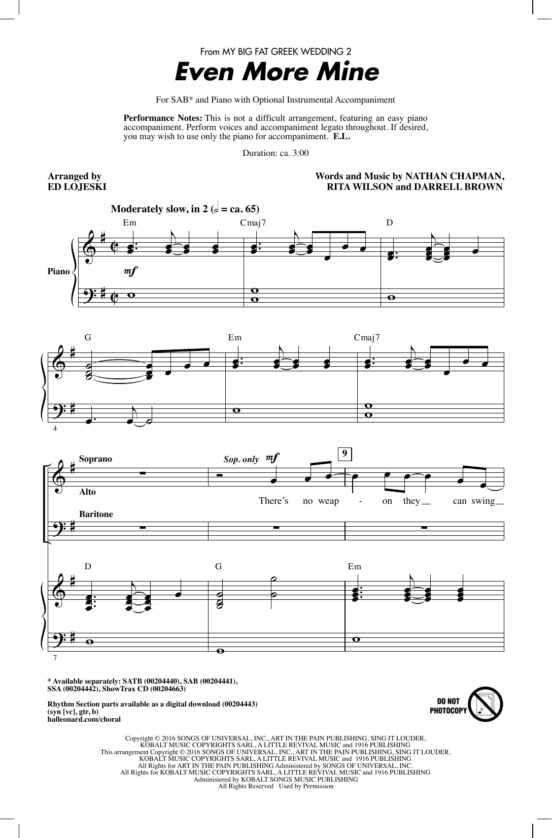 Ed Lojeski Even More Mine Sheet Music Notes & Chords for SAB - Download or Print PDF