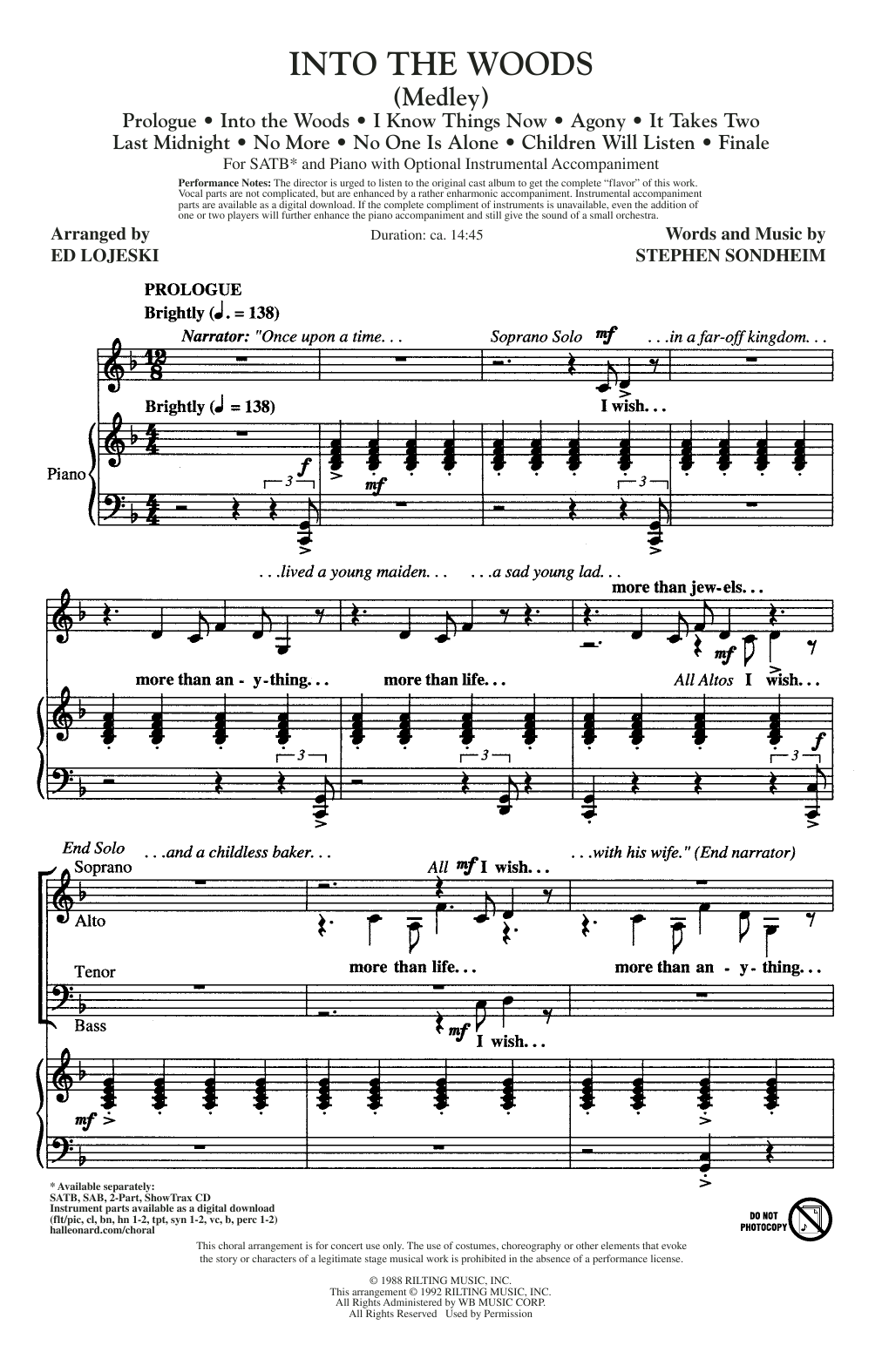Stephen Sondheim Into The Woods (Medley) (arr. Ed Lojeski) Sheet Music Notes & Chords for 2-Part Choir - Download or Print PDF