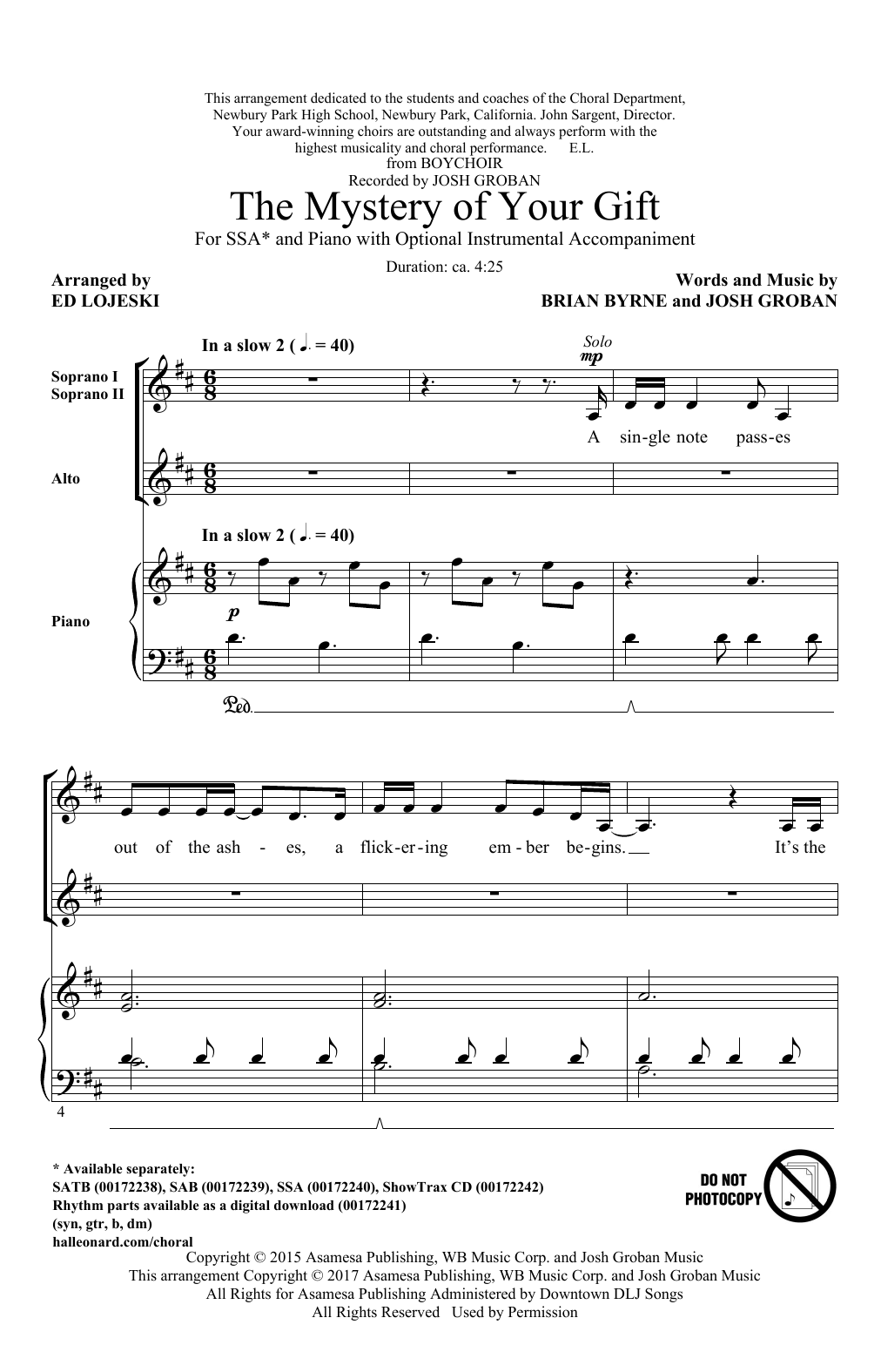 Ed Lojeski The Mystery Of Your Gift Sheet Music Notes & Chords for SATB - Download or Print PDF