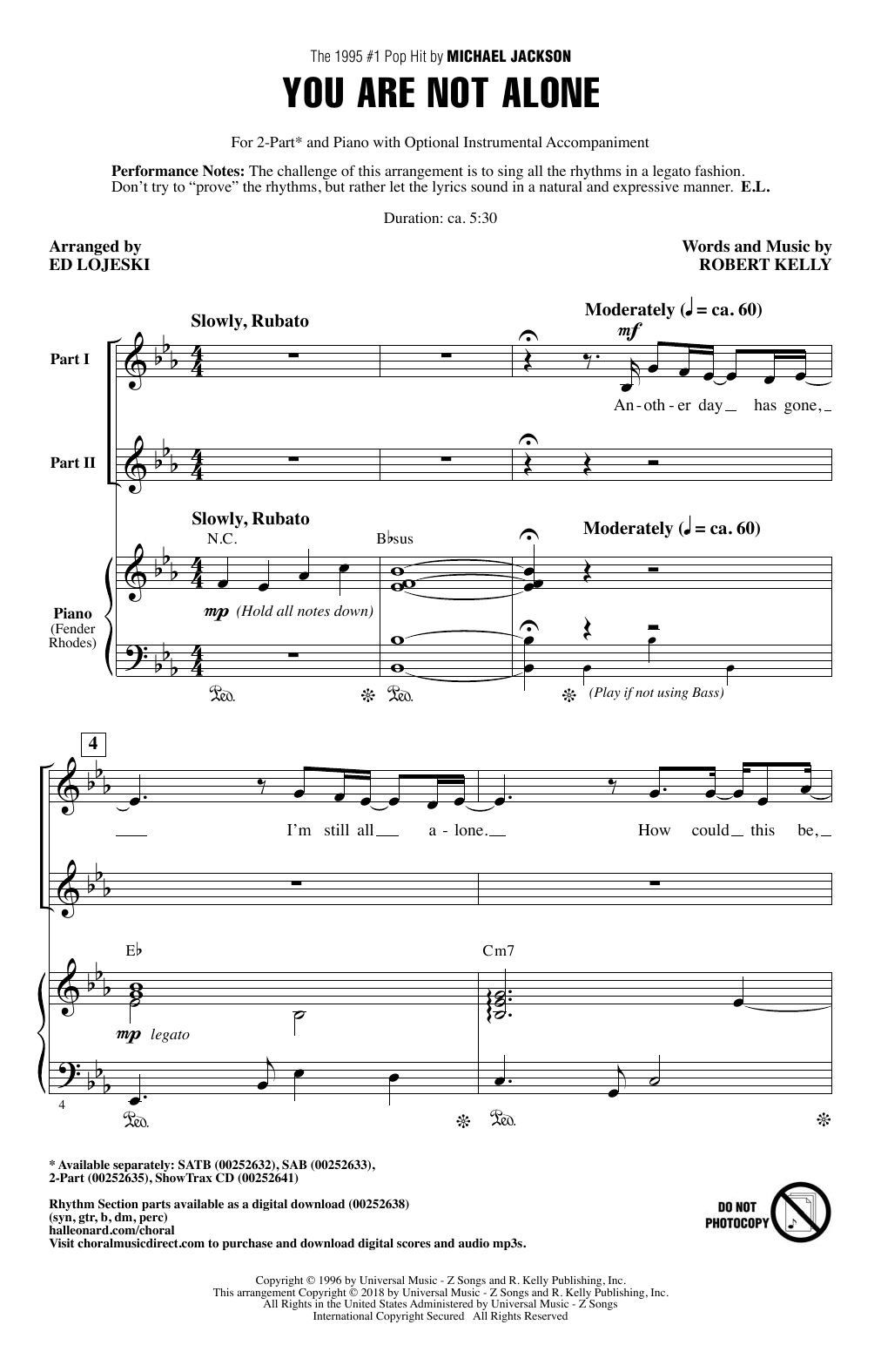 Ed Lojeski You Are Not Alone Sheet Music Notes & Chords for SATB - Download or Print PDF