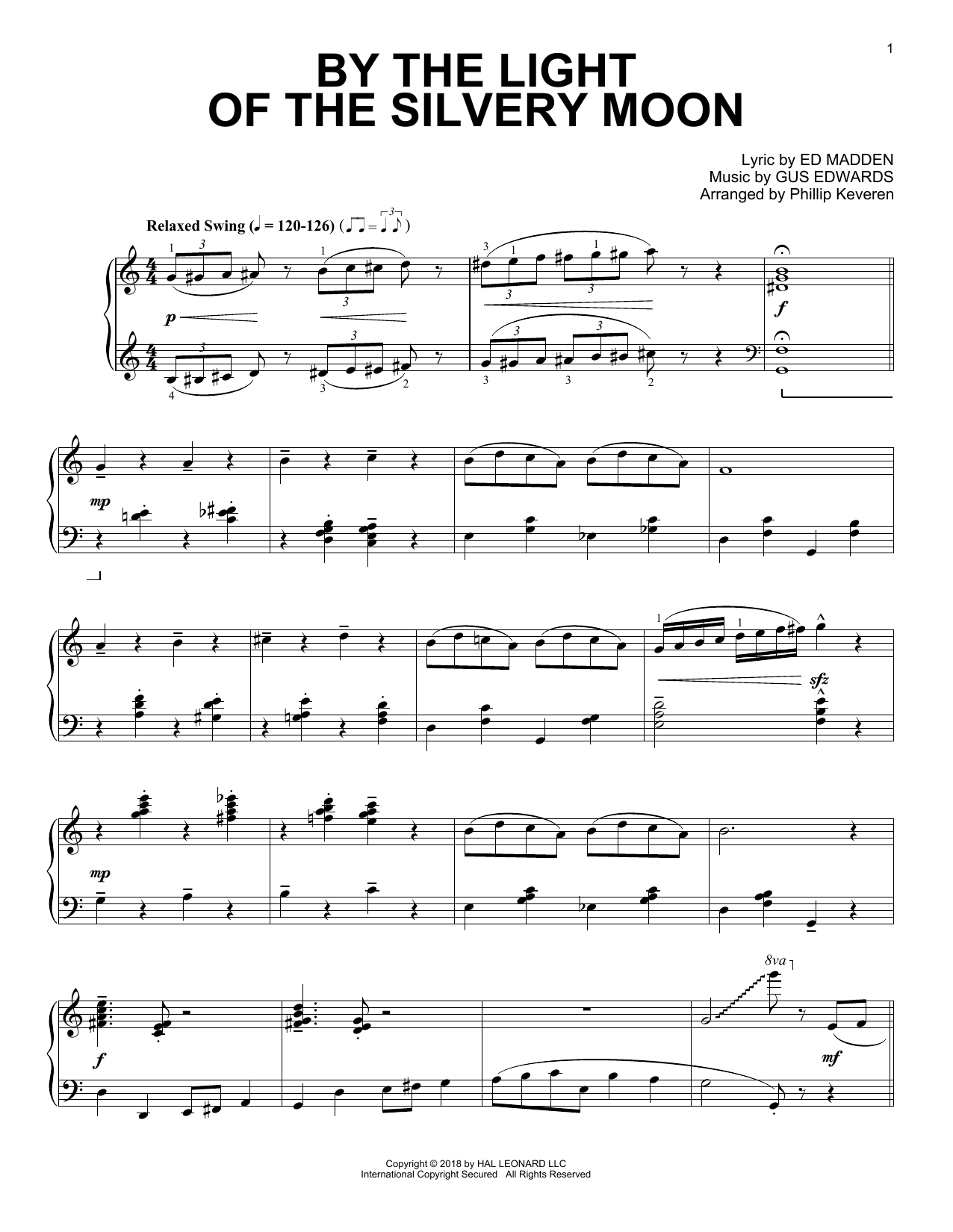 Ed Madden By The Light Of The Silvery Moon [Jazz version] (arr. Phillip Keveren) Sheet Music Notes & Chords for Piano - Download or Print PDF