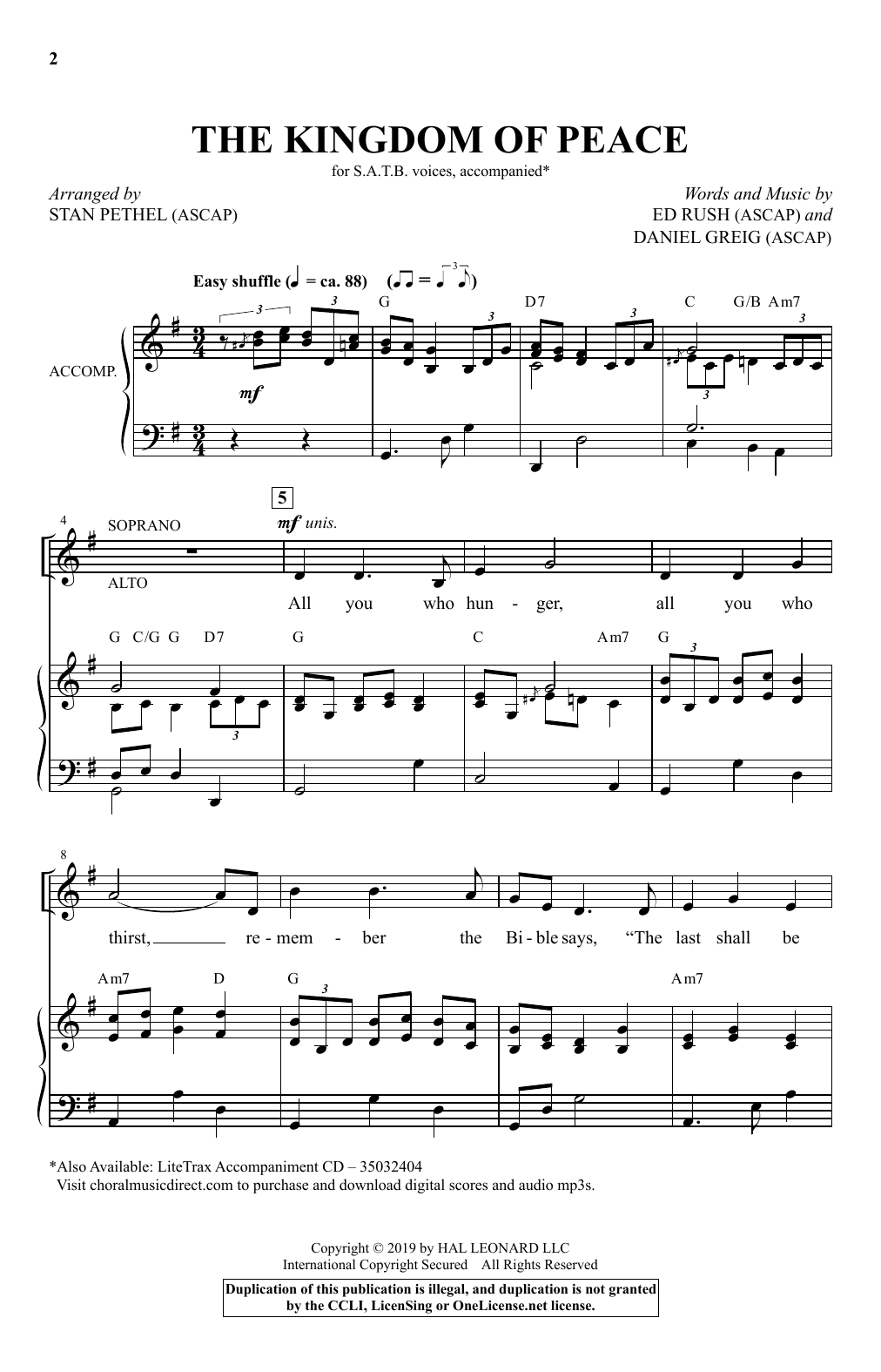 Ed Rush & Daniel Grieg The Kingdom Of Peace (arr. Stan Pethel) Sheet Music Notes & Chords for SATB Choir - Download or Print PDF