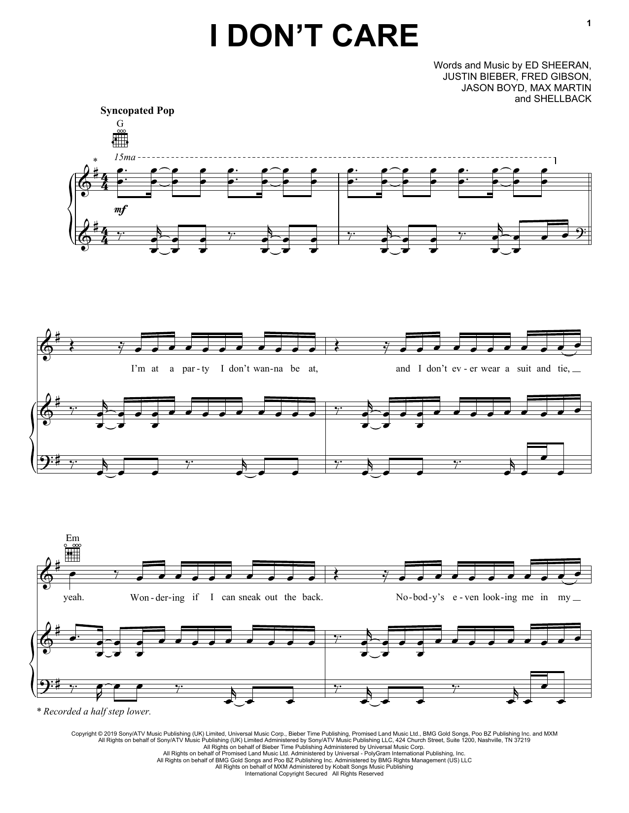 Ed Sheeran & Justin Bieber I Don't Care Sheet Music Notes & Chords for Violin Solo - Download or Print PDF