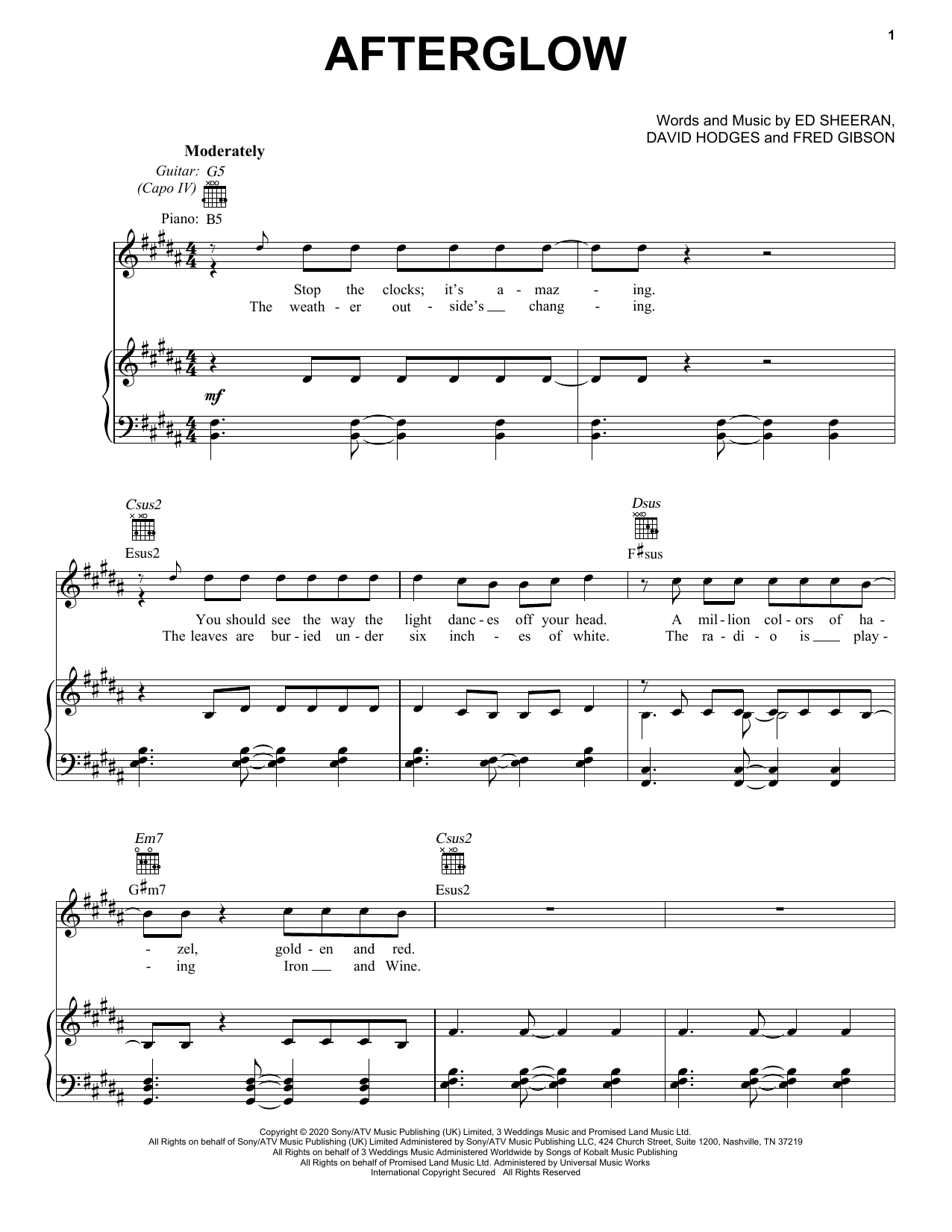 Ed Sheeran Afterglow Sheet Music Notes & Chords for Guitar Chords/Lyrics - Download or Print PDF