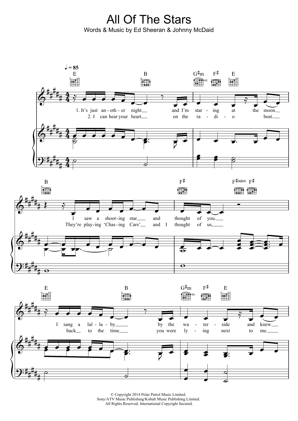 Ed Sheeran All Of The Stars Sheet Music Notes & Chords for Piano, Vocal & Guitar - Download or Print PDF