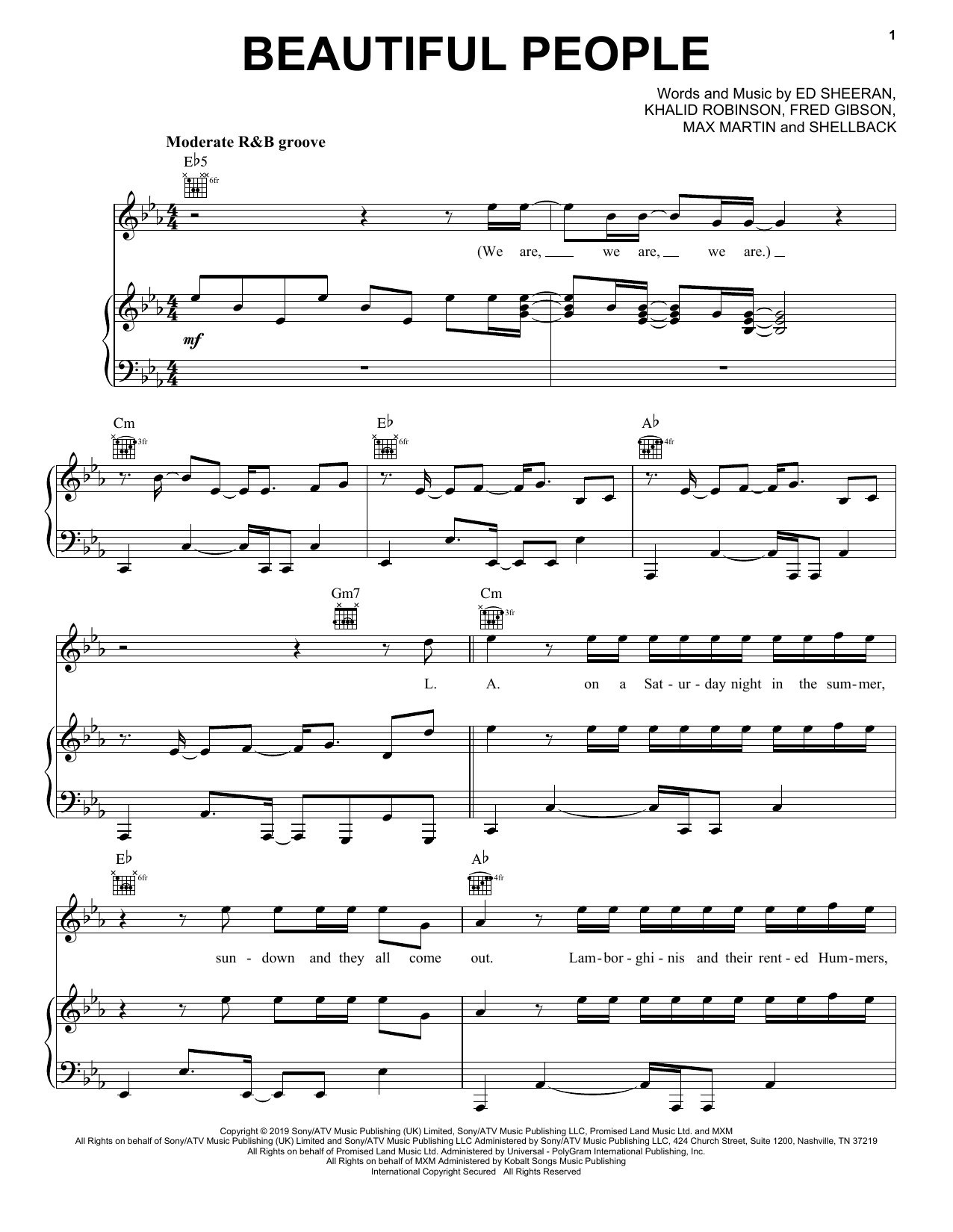 Ed Sheeran Beautiful People (feat. Khalid) Sheet Music Notes & Chords for Ukulele - Download or Print PDF