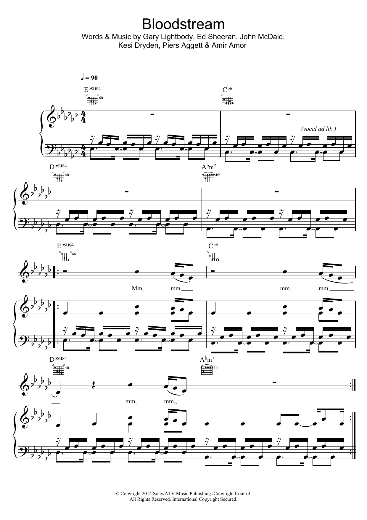 Ed Sheeran Bloodstream Sheet Music Notes & Chords for Lyrics & Chords - Download or Print PDF