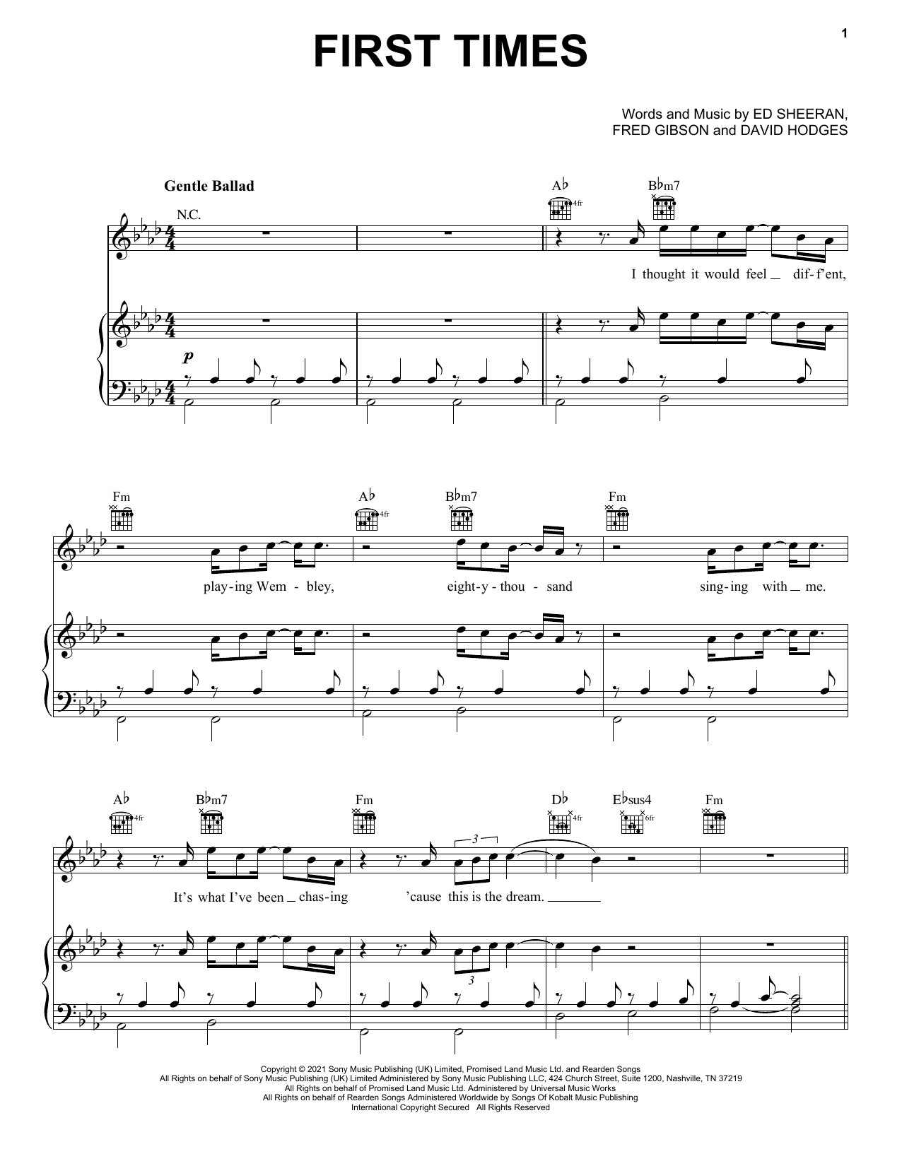 Ed Sheeran First Times Sheet Music Notes & Chords for Easy Piano - Download or Print PDF