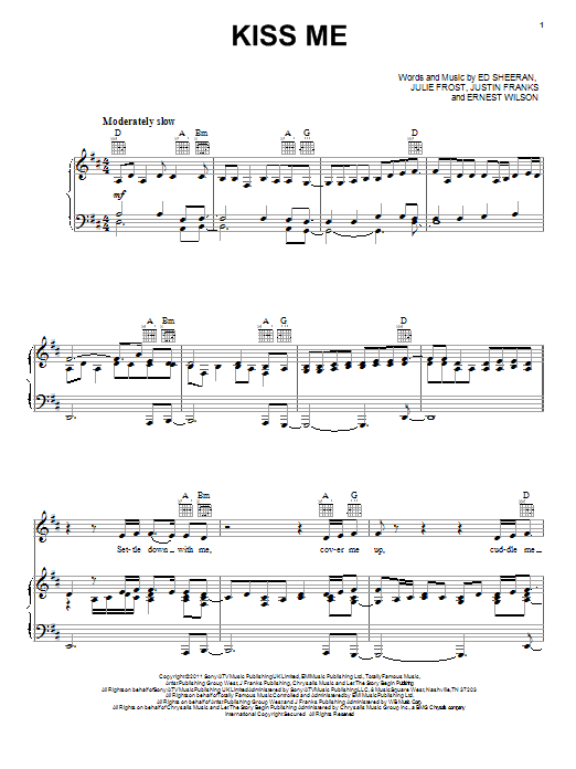 Ed Sheeran Kiss Me Sheet Music Notes & Chords for Easy Piano - Download or Print PDF