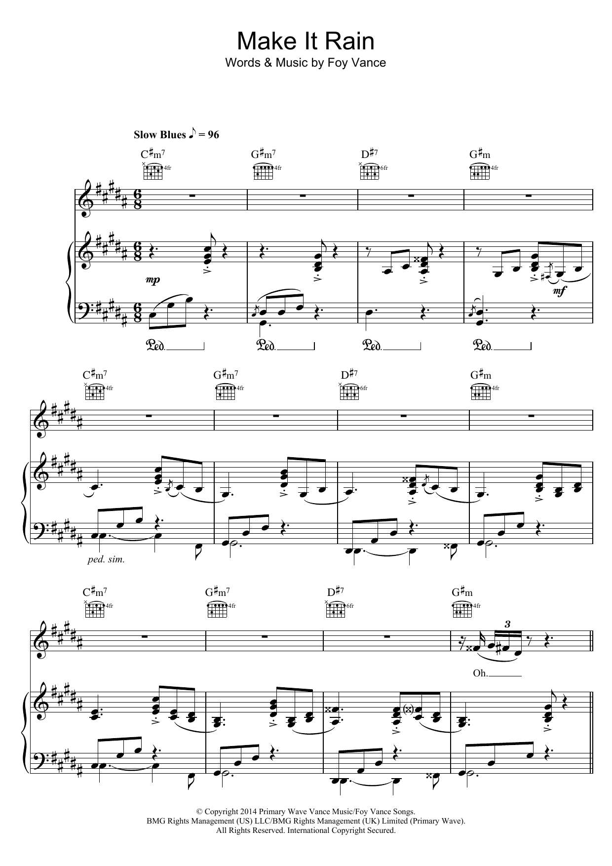 Ed Sheeran Make It Rain Sheet Music Notes & Chords for Piano, Vocal & Guitar (Right-Hand Melody) - Download or Print PDF