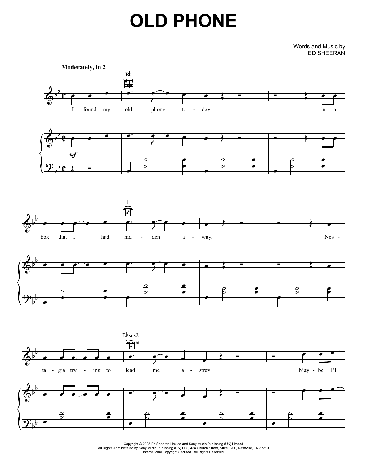 Ed Sheeran Old Phone Sheet Music Notes & Chords for Super Easy Piano - Download or Print PDF Ed Sheeran Old Phone Sheet Music Notes & Chords for Super Easy Piano - Download or Print PDF