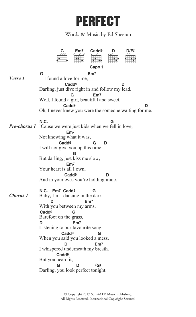 Ed Sheeran Perfect Sheet Music Notes & Chords for Easy Piano - Download or Print PDF