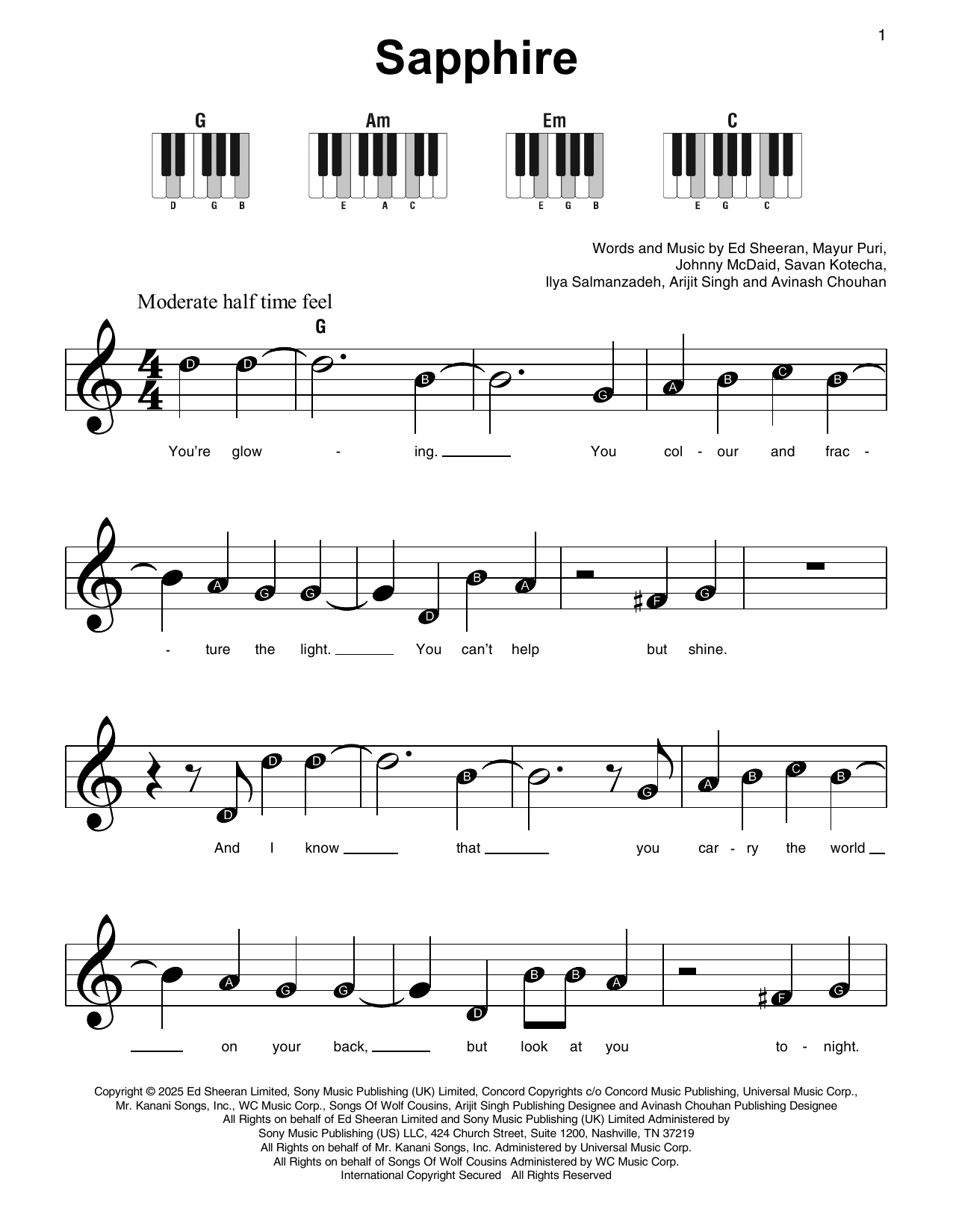 Ed Sheeran Sapphire Sheet Music Notes & Chords for Super Easy Piano - Download or Print PDF Ed Sheeran Sapphire Sheet Music Notes & Chords for Super Easy Piano - Download or Print PDF