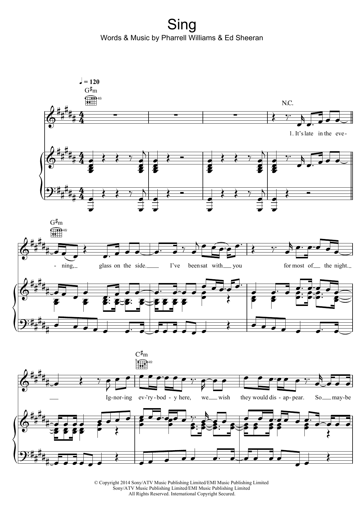 Ed Sheeran Sing Sheet Music Notes & Chords for Lyrics & Chords - Download or Print PDF