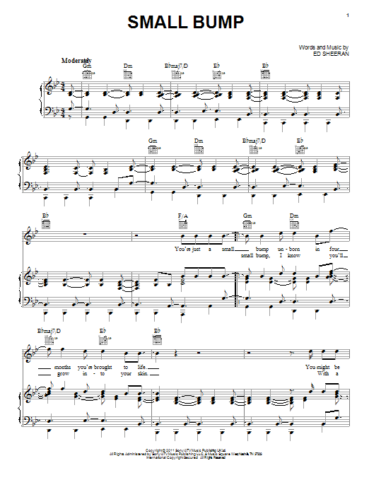 Ed Sheeran Small Bump Sheet Music Notes & Chords for Easy Piano - Download or Print PDF