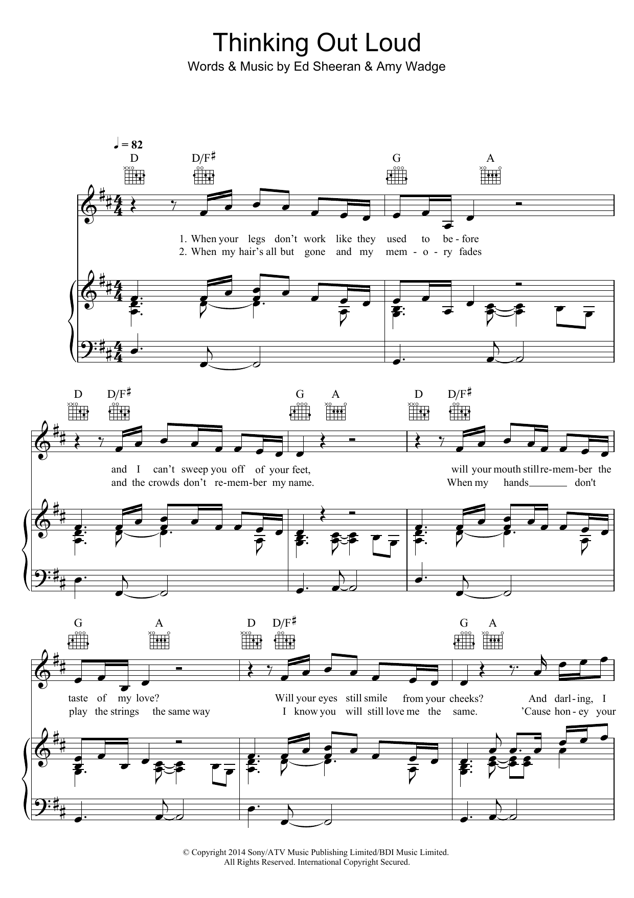 Ed Sheeran Thinking Out Loud Sheet Music Notes & Chords for Piano & Vocal - Download or Print PDF