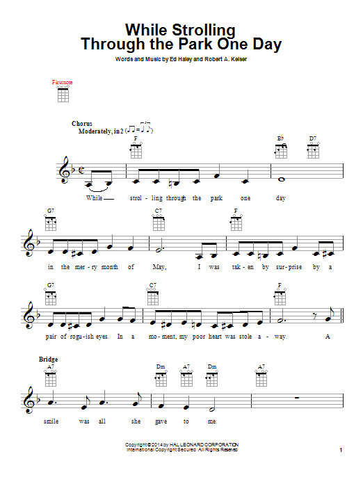 Preview Ed Haley While Strolling Through The Park One Day Classics sheet music, notes and chords for Piano & Vocal, SKU: 123894 While Strolling Through The Park One Day sheet music