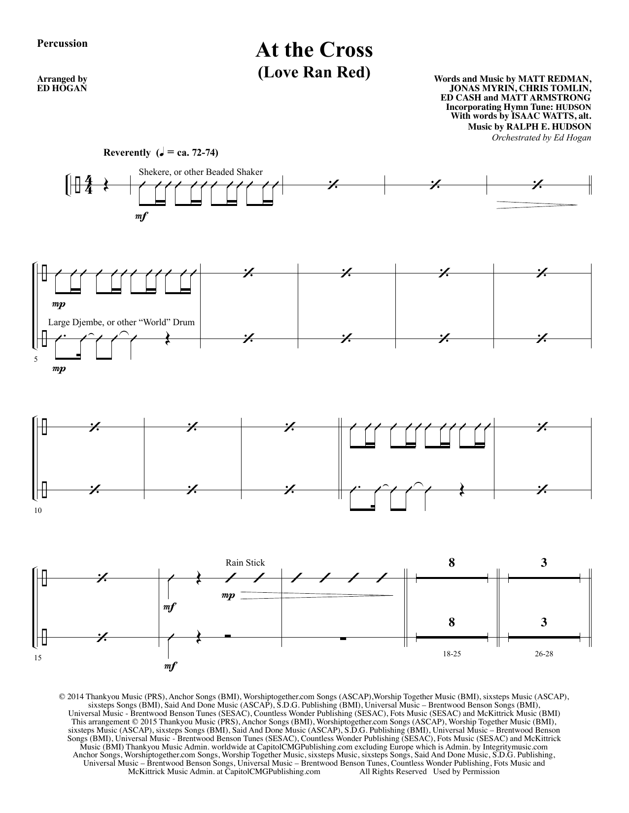 Preview Ed Hogan At the Cross - Percussion Sacred sheet music, notes and chords for Choir Instrumental Pak, SKU: 345051 At the Cross - Percussion sheet music