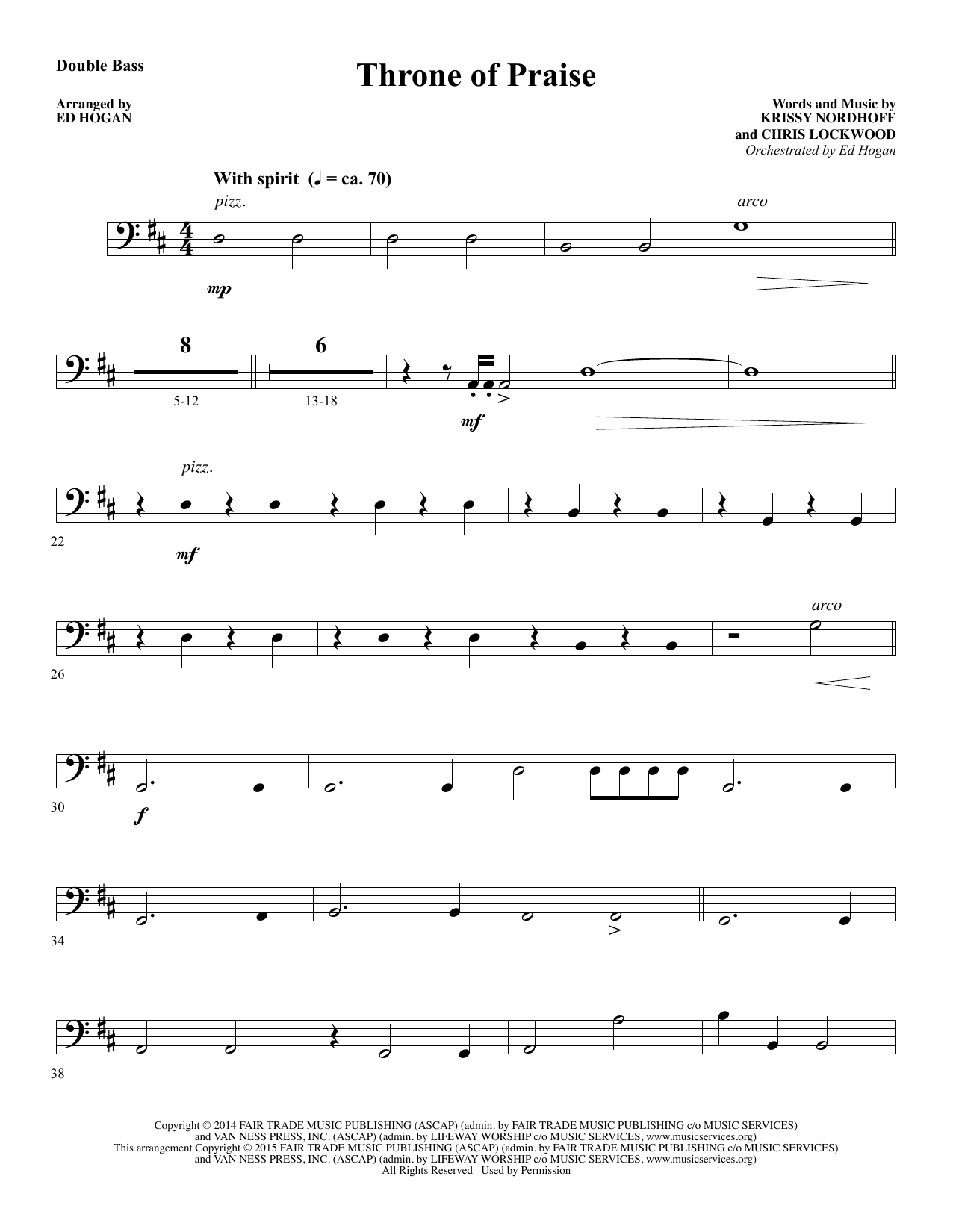 Preview Ed Hogan Throne of Praise - Double Bass Sacred sheet music, notes and chords for Choir Instrumental Pak, SKU: 345137 Throne of Praise - Double Bass sheet music