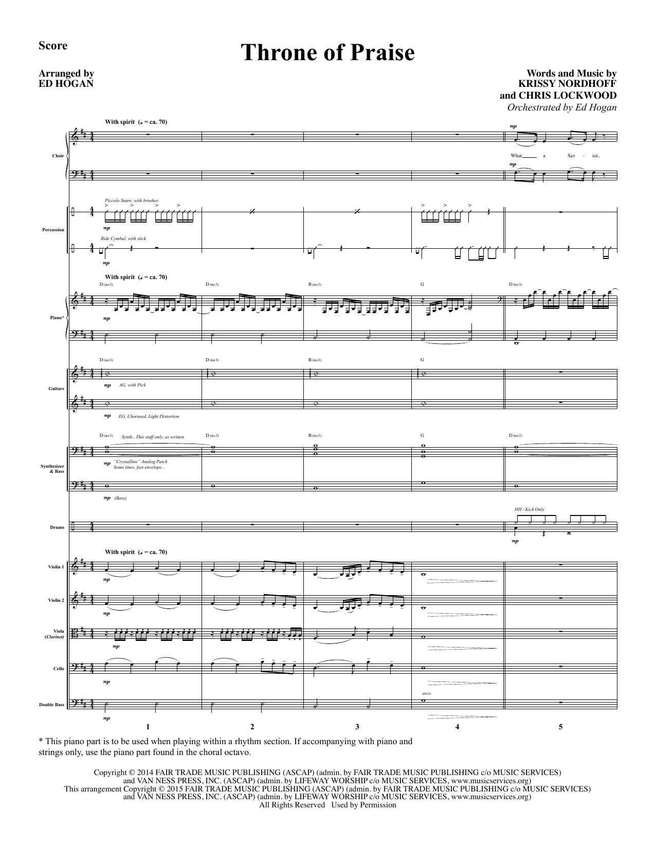 Preview Ed Hogan Throne of Praise - Full Score Sacred sheet music, notes and chords for Choir Instrumental Pak, SKU: 345126 Throne of Praise - Full Score sheet music