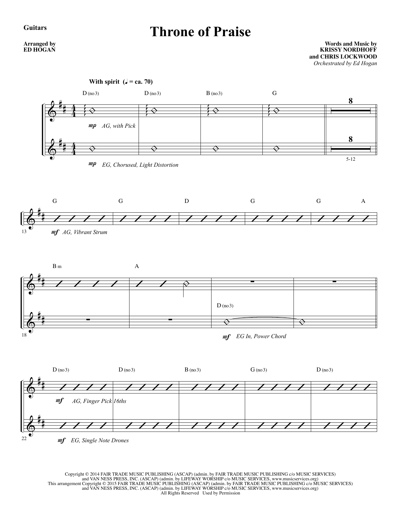 Preview Ed Hogan Throne of Praise - Guitar Sacred sheet music, notes and chords for Choir Instrumental Pak, SKU: 345129 Throne of Praise - Guitar sheet music