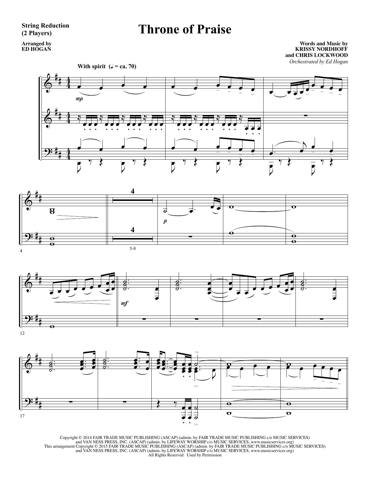 Preview Ed Hogan Throne of Praise - Keyboard String Reduction Sacred sheet music, notes and chords for Choir Instrumental Pak, SKU: 345138 Throne of Praise - Keyboard String Reduction sheet music