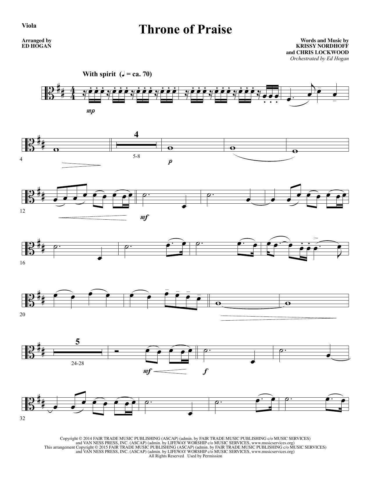 Preview Ed Hogan Throne of Praise - Viola Sacred sheet music, notes and chords for Choir Instrumental Pak, SKU: 345134 Throne of Praise - Viola sheet music