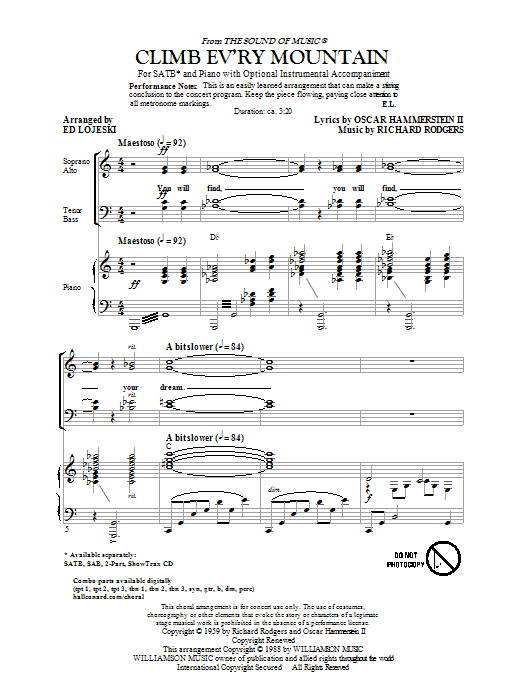 Ed Lojeski Climb Ev Ry Mountain Sheet Music Download Pdf Score