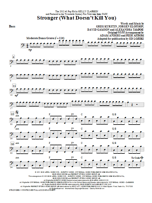 Stronger (What Doesn't Kill You) - Bass sheet music
