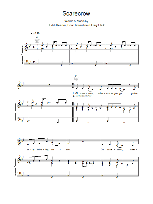 Eddi Reader Scarecrow Sheet Music Notes & Chords for Piano, Vocal & Guitar (Right-Hand Melody) - Download or Print PDF