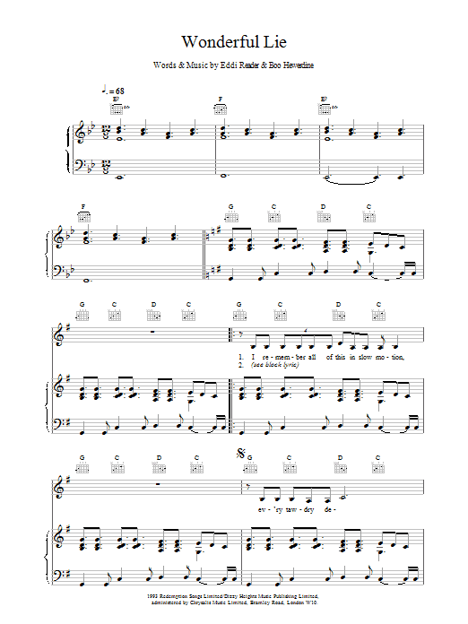 Eddi Reader Wonderful Lie Sheet Music Notes & Chords for Piano, Vocal & Guitar - Download or Print PDF