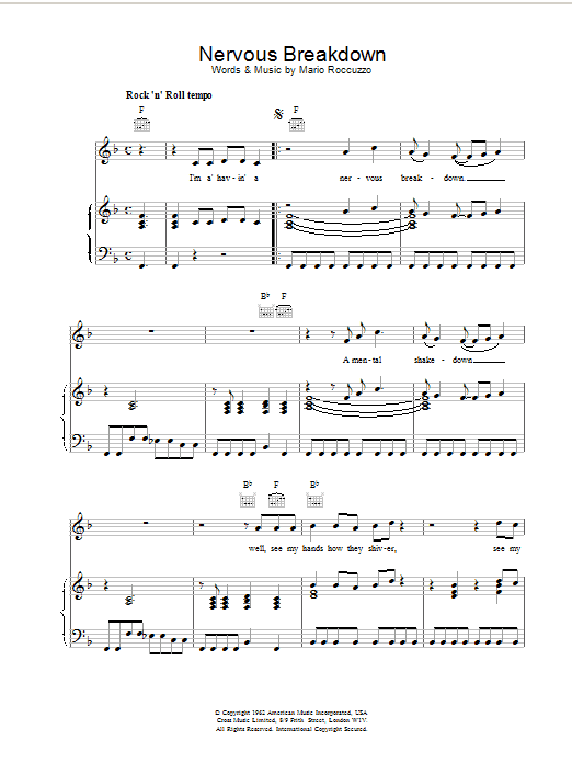 Eddie Cochran Nervous Breakdown Sheet Music Notes & Chords for Melody Line, Lyrics & Chords - Download or Print PDF