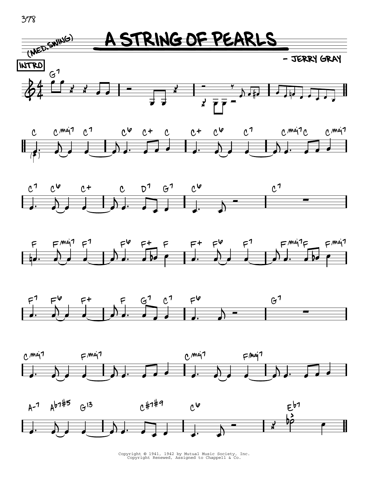Eddie De Lange A String Of Pearls [Reharmonized version] (arr. Jack Grassel) Sheet Music Notes & Chords for Real Book – Melody & Chords - Download or Print PDF
