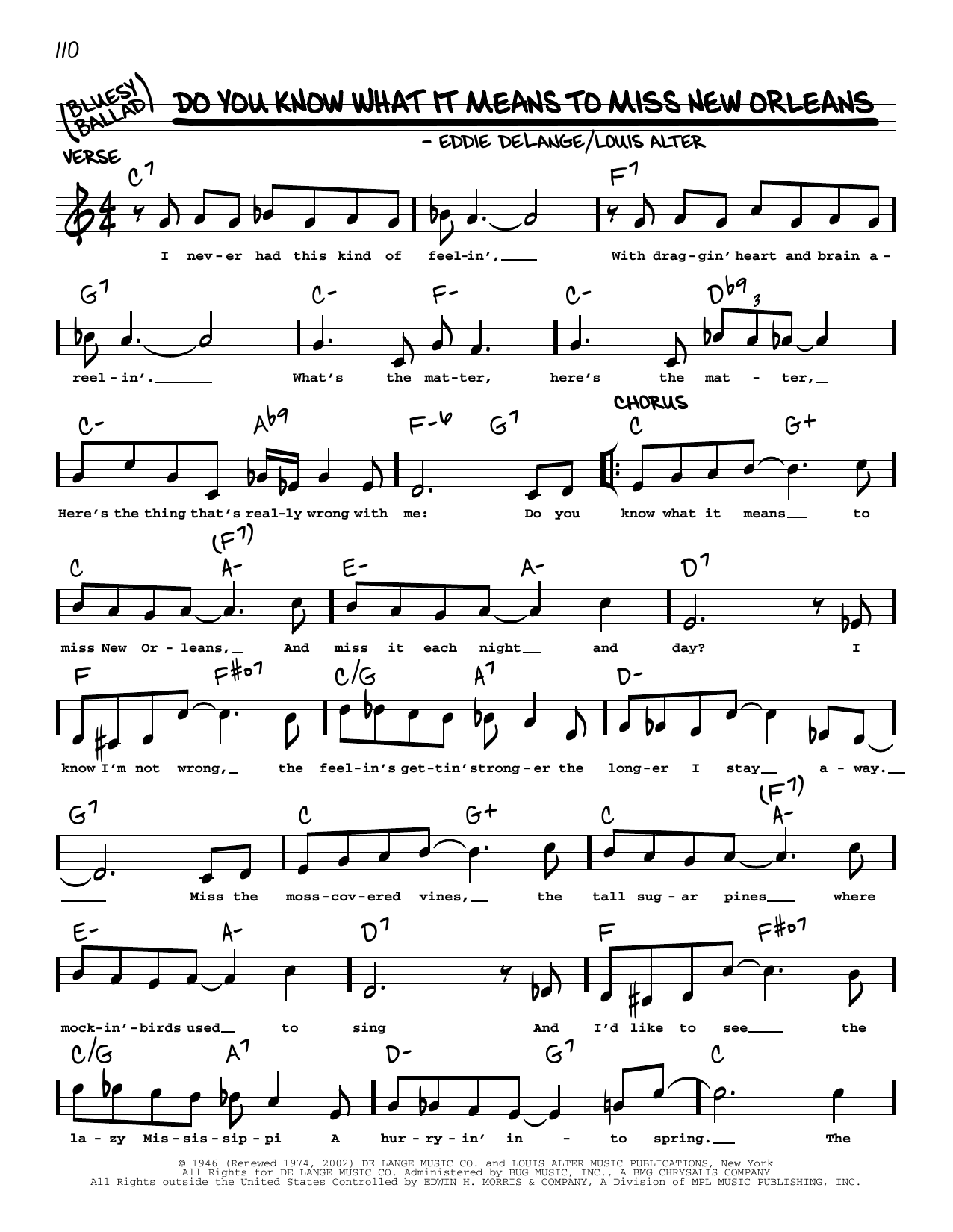 Eddie De Lange Do You Know What It Means To Miss New Orleans (arr. Robert Rawlins) Sheet Music Notes & Chords for Real Book – Melody, Lyrics & Chords - Download or Print PDF
