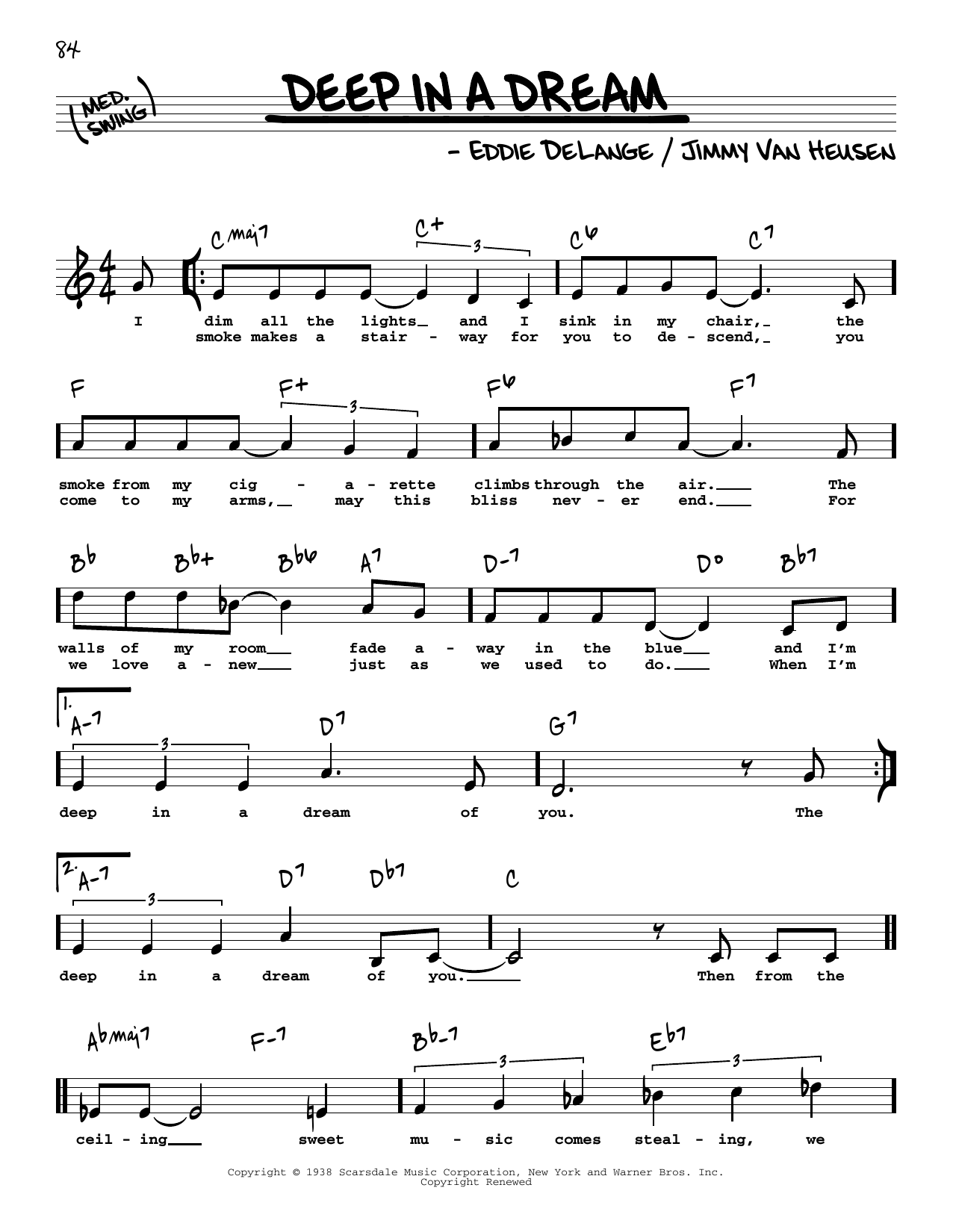 Eddie DeLange Deep In A Dream (High Voice) Sheet Music Notes & Chords for Real Book – Melody, Lyrics & Chords - Download or Print PDF