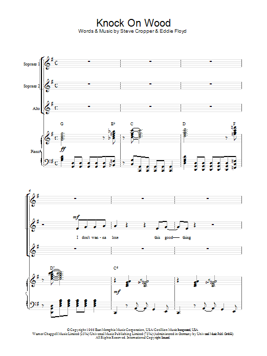 Eddie Floyd Knock On Wood (arr. Berty Rice) Sheet Music Notes & Chords for SSA - Download or Print PDF