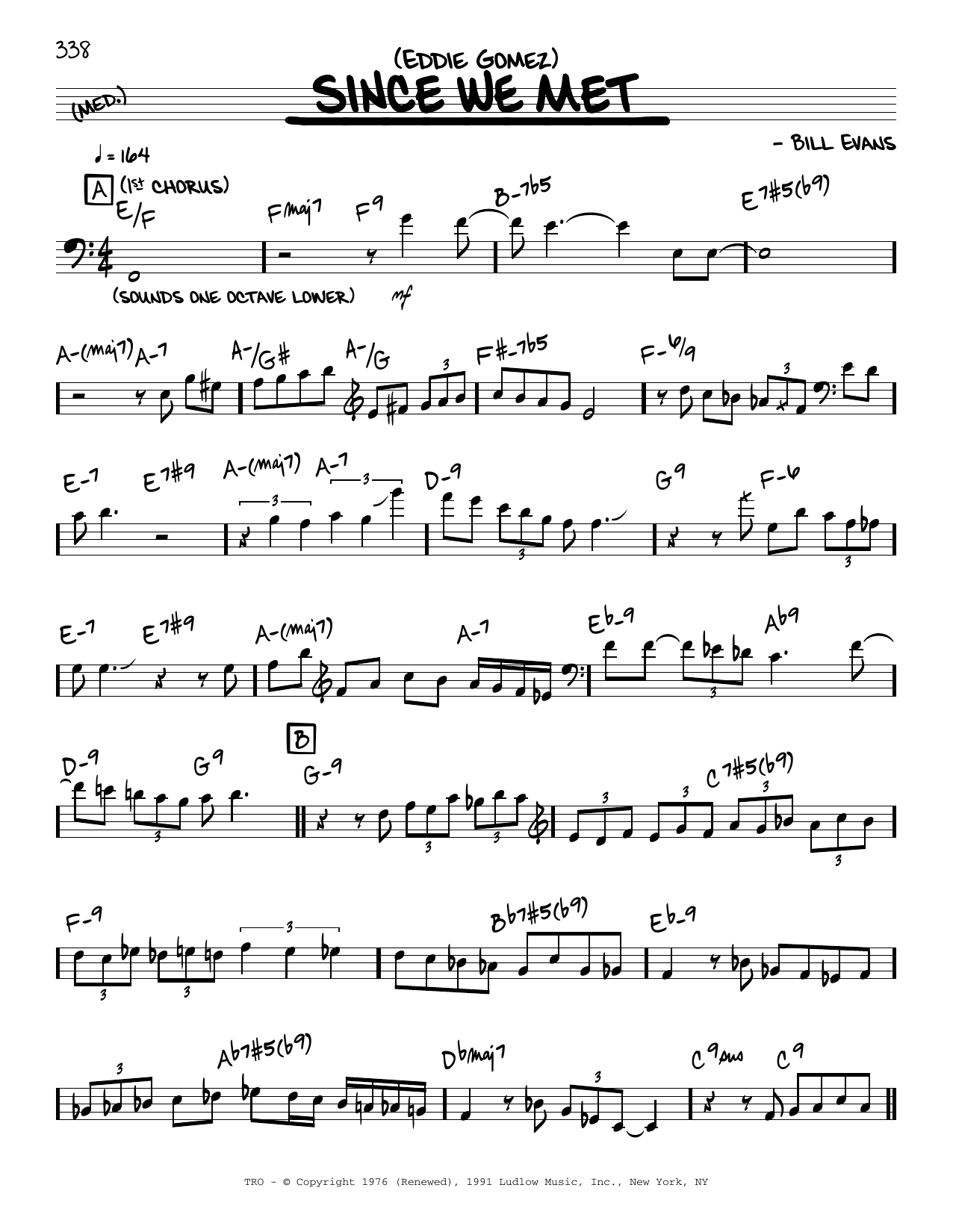 Eddie Gomez Since We Met (solo only) Sheet Music Notes & Chords for Real Book – Melody & Chords - Download or Print PDF